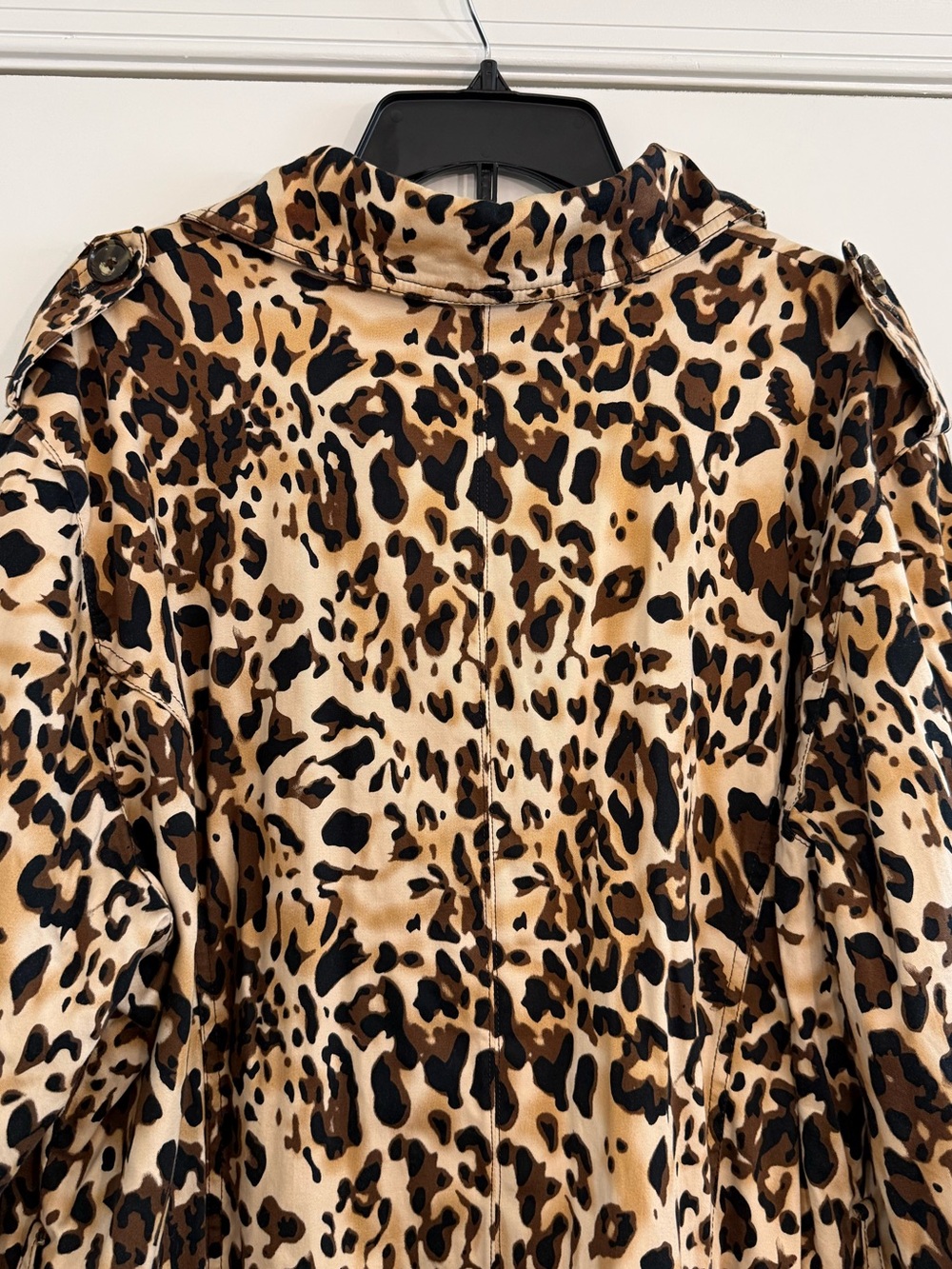 Ashley Stewart Leopard Print Long Button Jacket Size 2X Cotton Career Chic - Picture 5 of 11